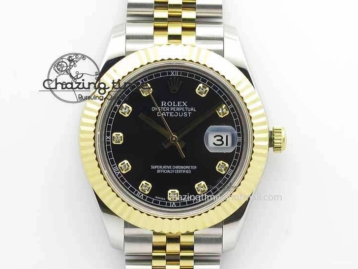 YG Best Edition Diam Maker On DateJust Black Bracelet A2813 BP SS 41mm II Dial Jubilee 0423